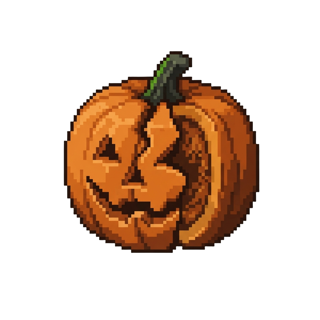 A Cracked and Split-open Pumpkin Face