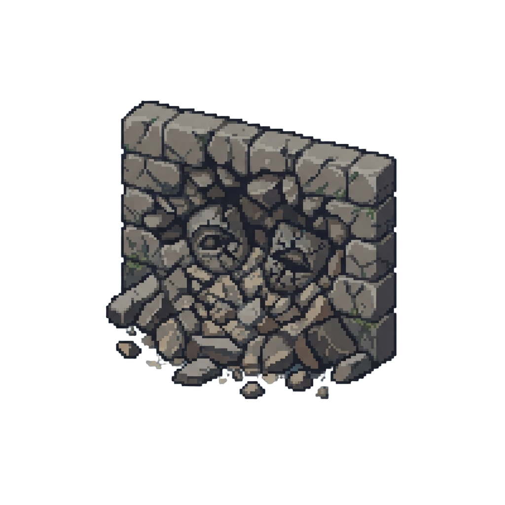 A Totally Caved-in Front Wall with Crushed Eyes