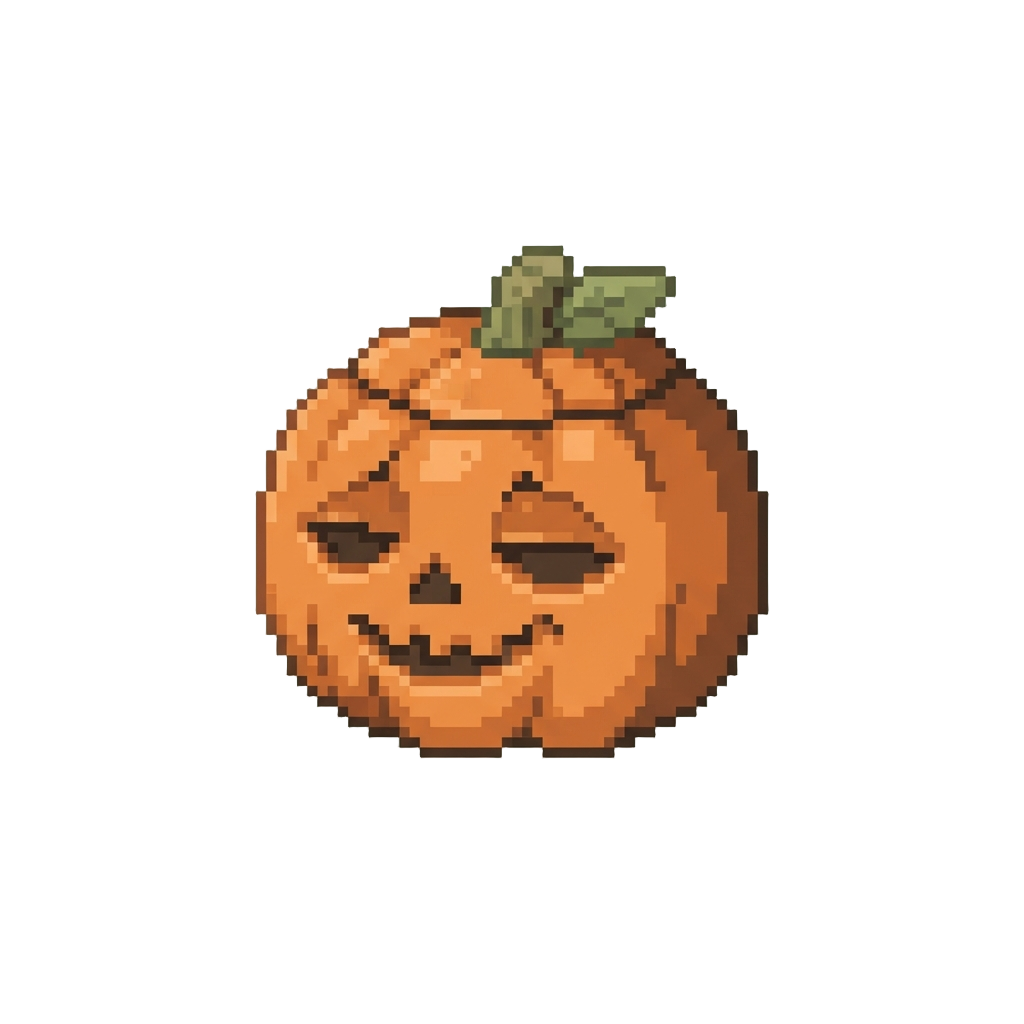 A Sleepily Squinting Jack-o'-lantern Face