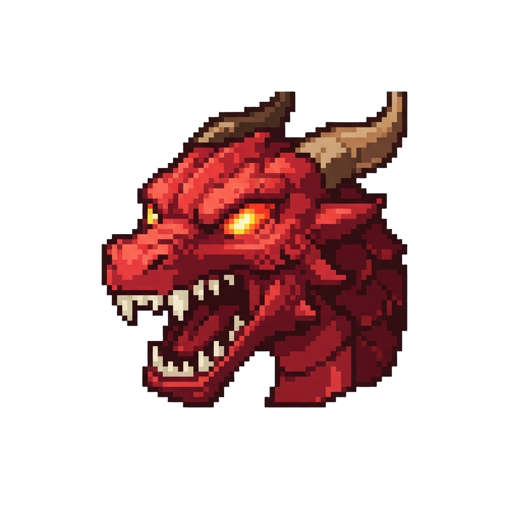 A Roaring Flame-eyed Dragon Face