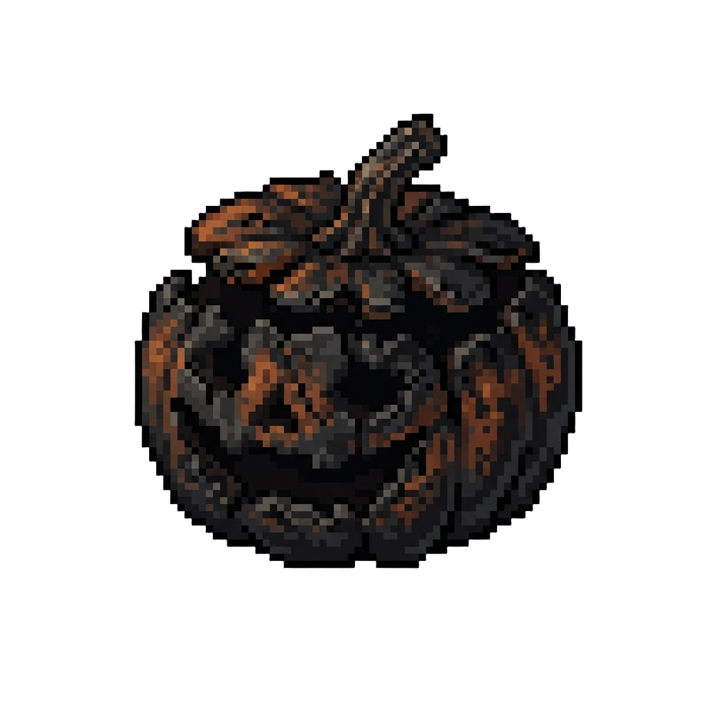 A Smoke-blackened Charred Pumpkin Ruin
