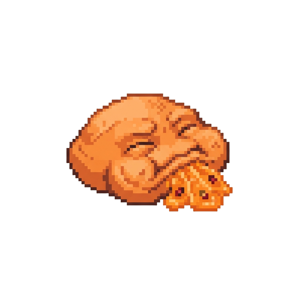 A Squashed Flat Face Leaking Orange Pulp