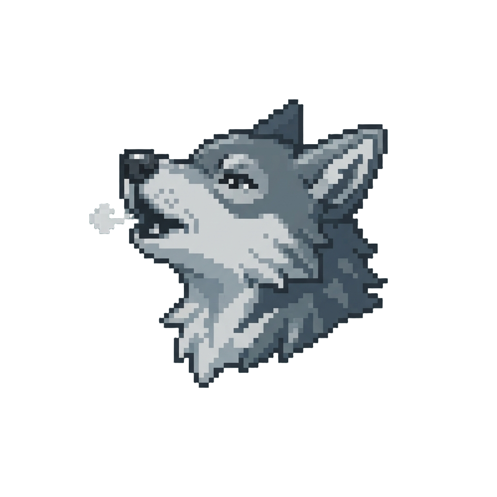 A Mischievous Howling Wolf Face