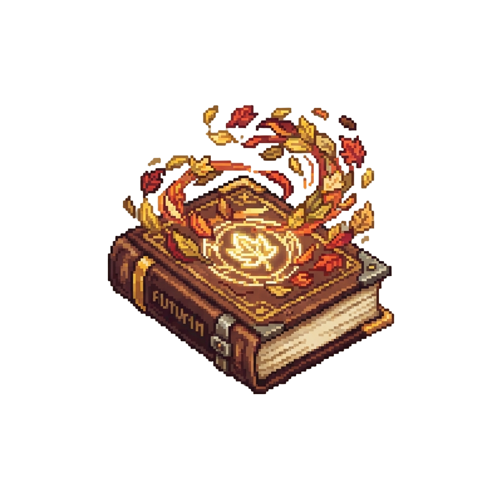 A Spellbook of Swirling Autumn Leaves