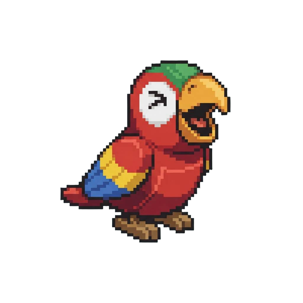 A Mischievous Toy Parrot Squawking Enthusiastically
