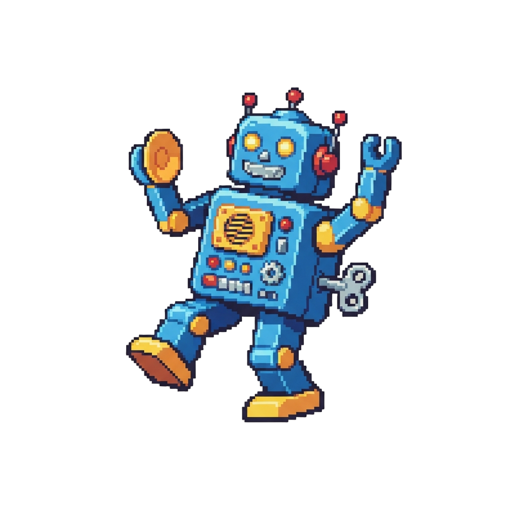 A Silly Dancing Toy Robot Clacking Loudly