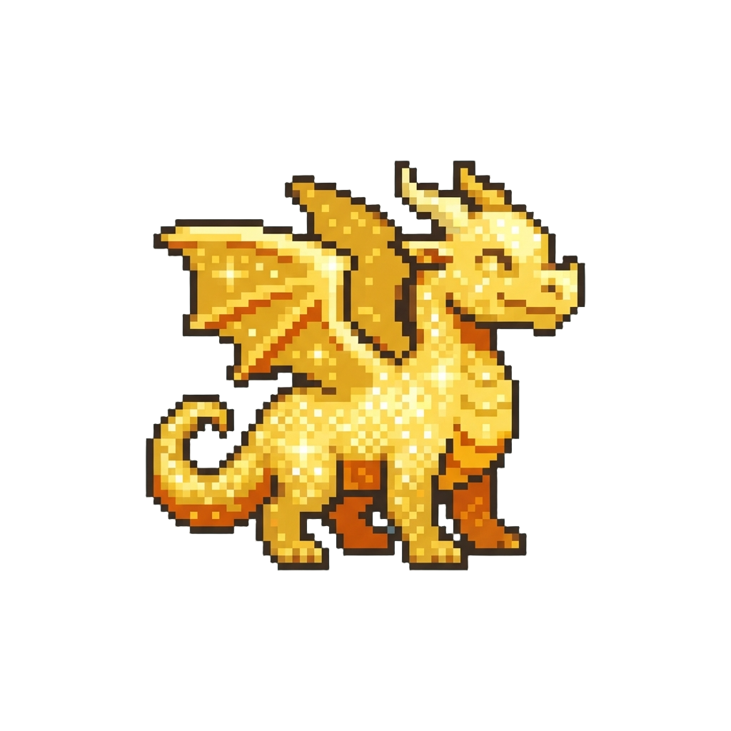 A Sparkling Golden Dragon Made of Stardust