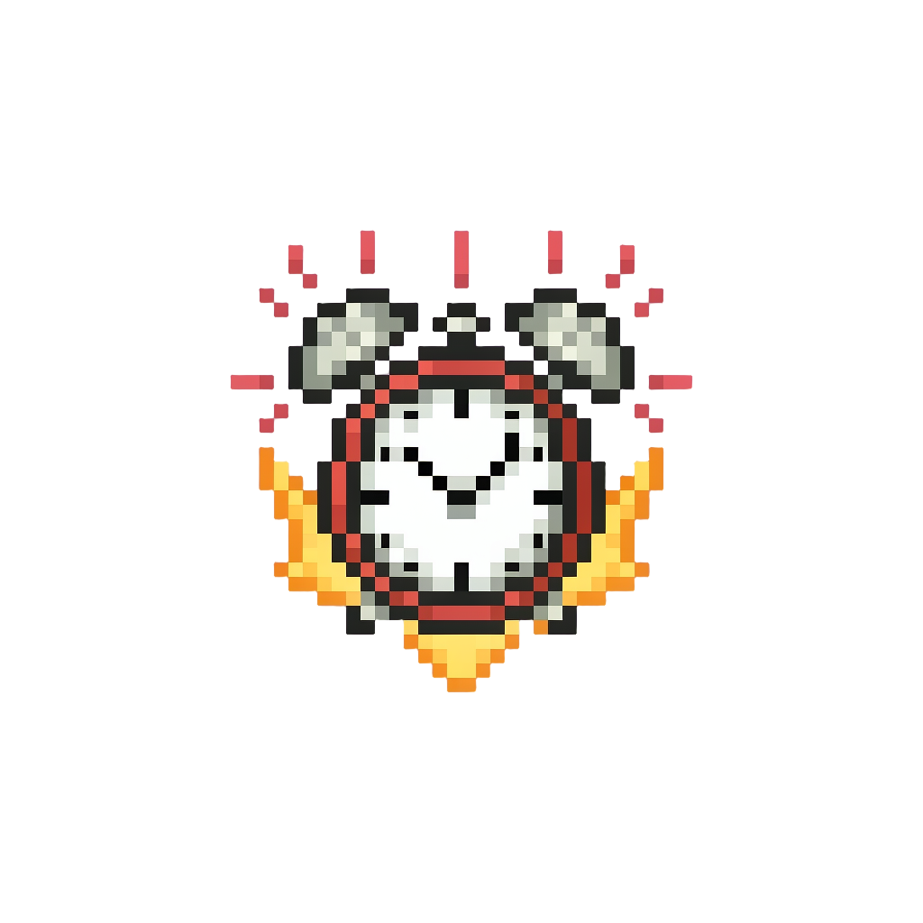 A Giant Glowing Alarm Clock Wildly Bouncing and Ringing