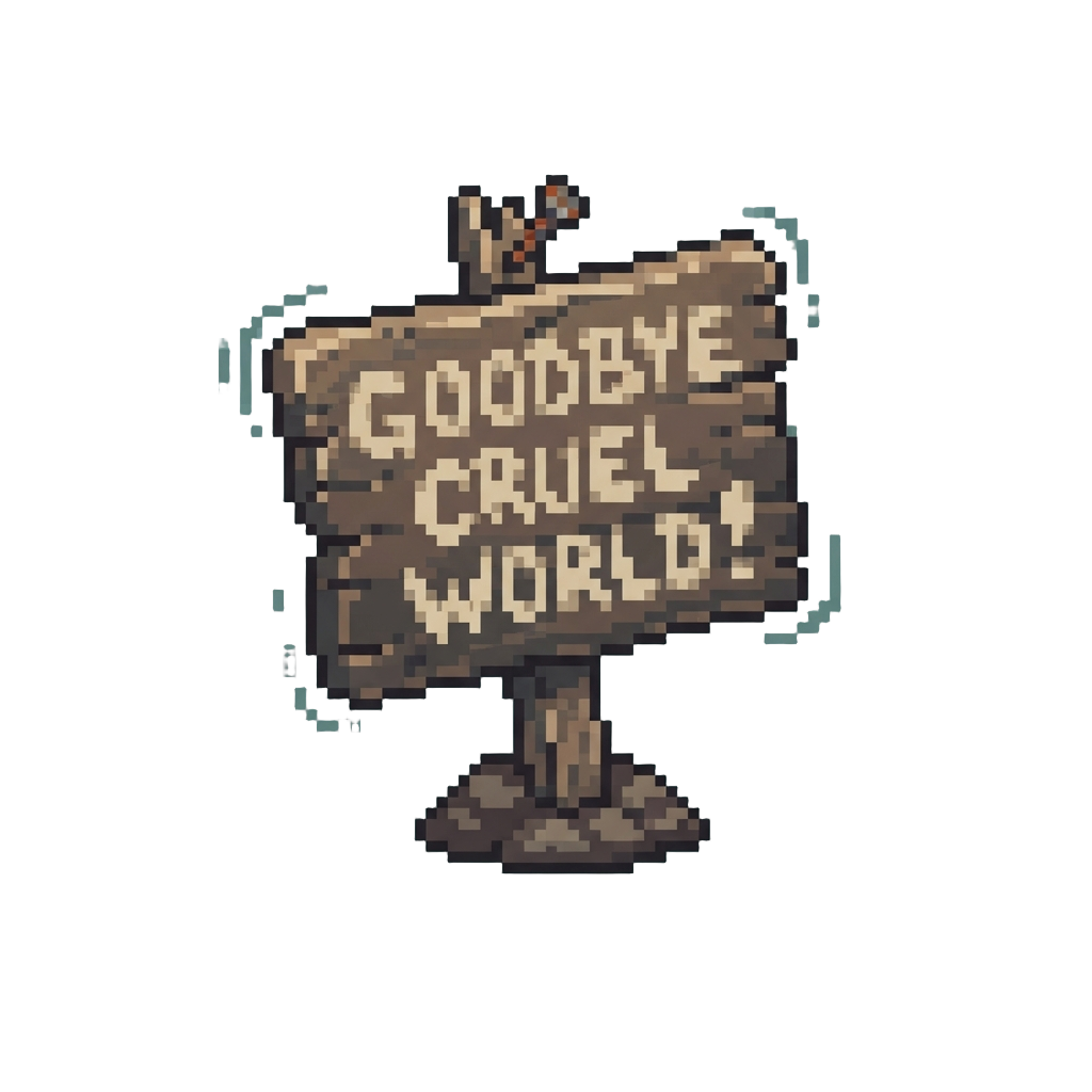 A Shaking Sign Reading 'goodbye Cruel World'