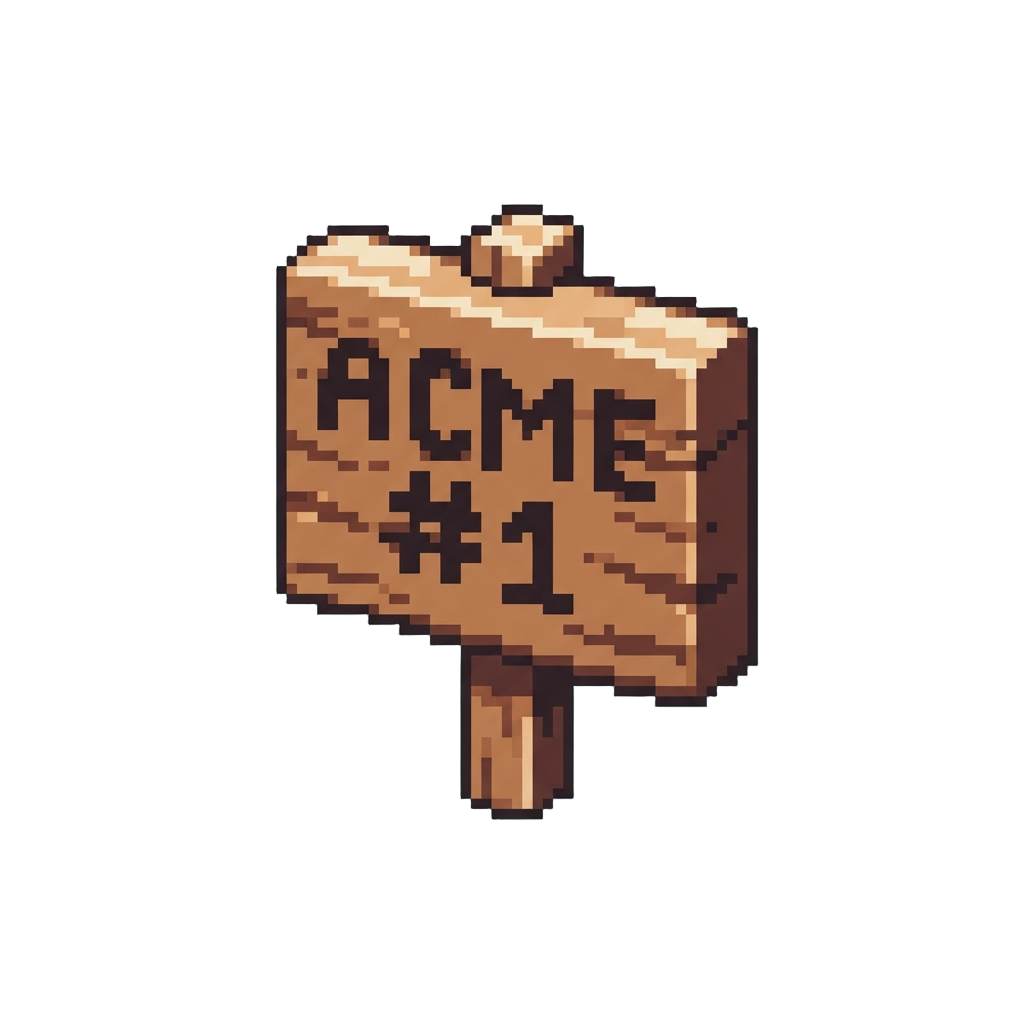 A Wooden Sign Reading 'acme #1'