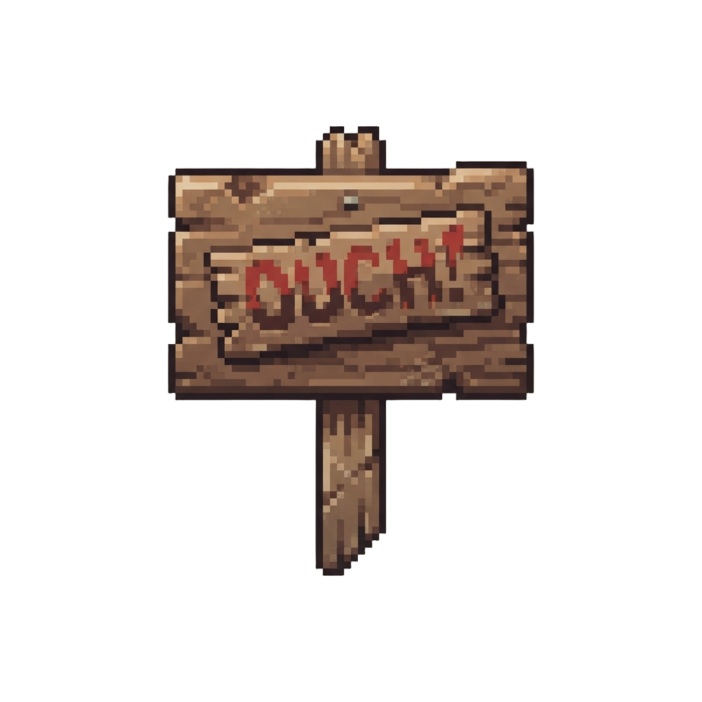A Dusty Sign Reading 'ouch!'