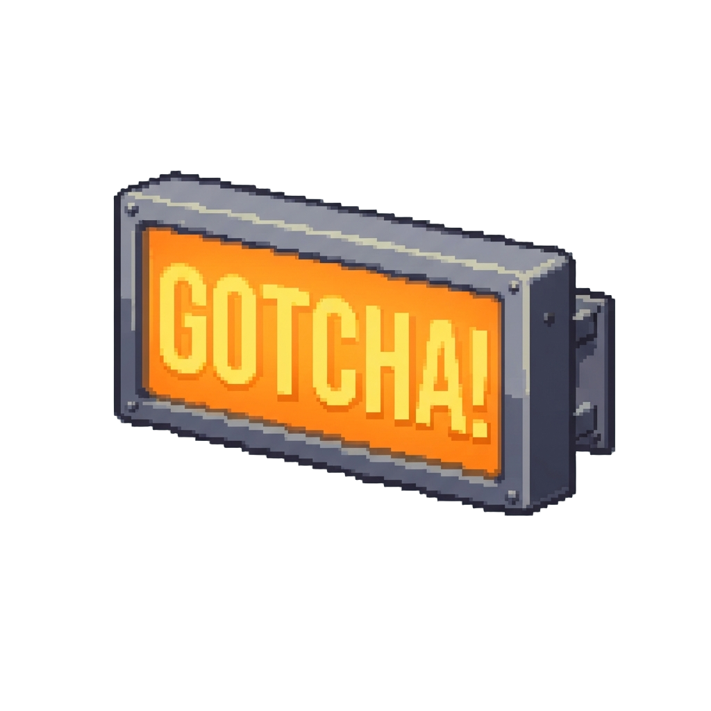 A Glowing Sign Reading 'gotcha!'