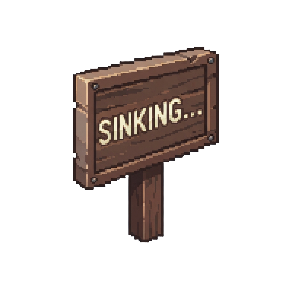 A Miniature Sign Reading 'sinking...'