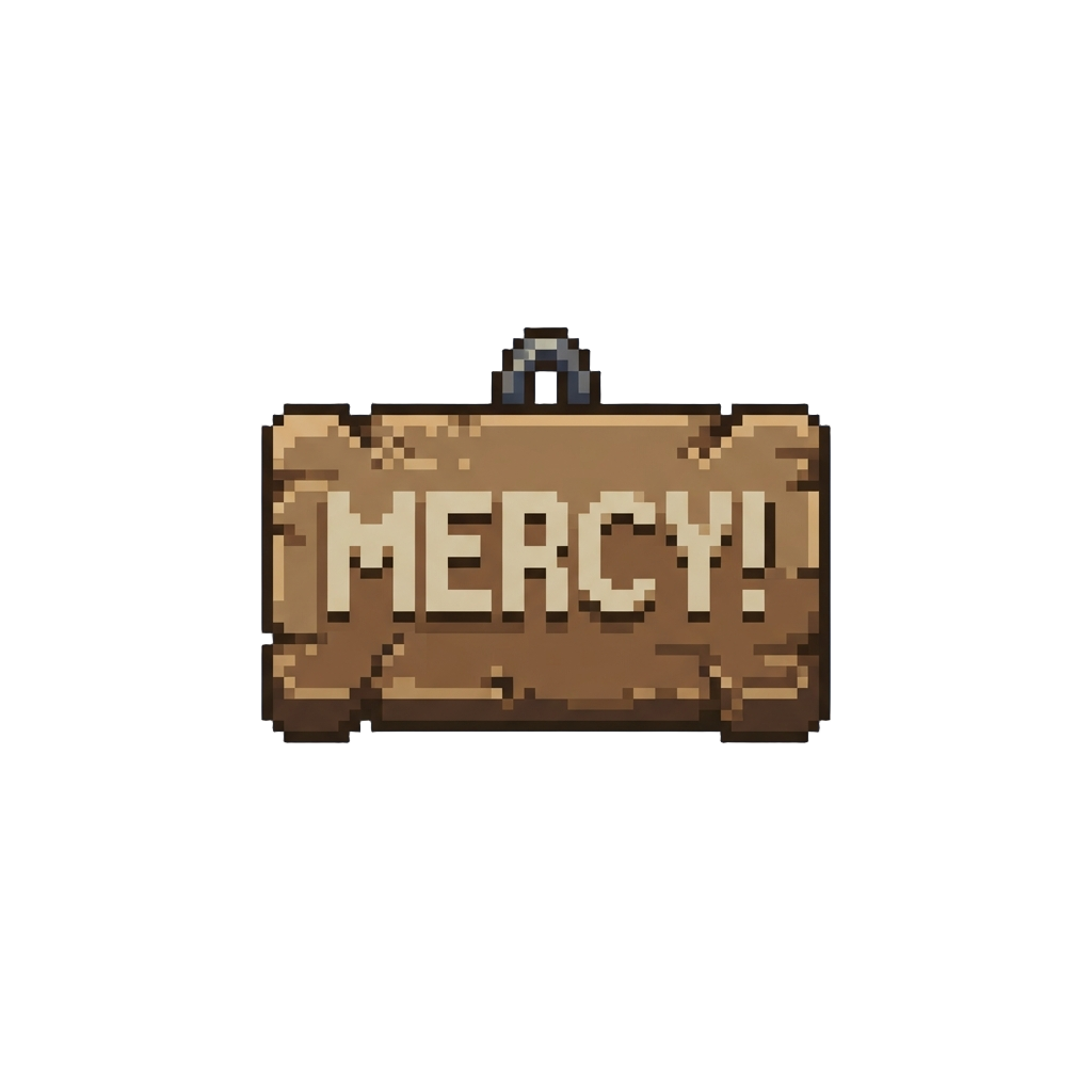 A Worn Sign Reading 'mercy!'