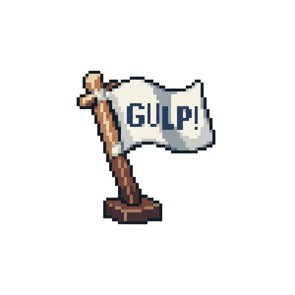 A White Flag Sign Reading 'gulp!'