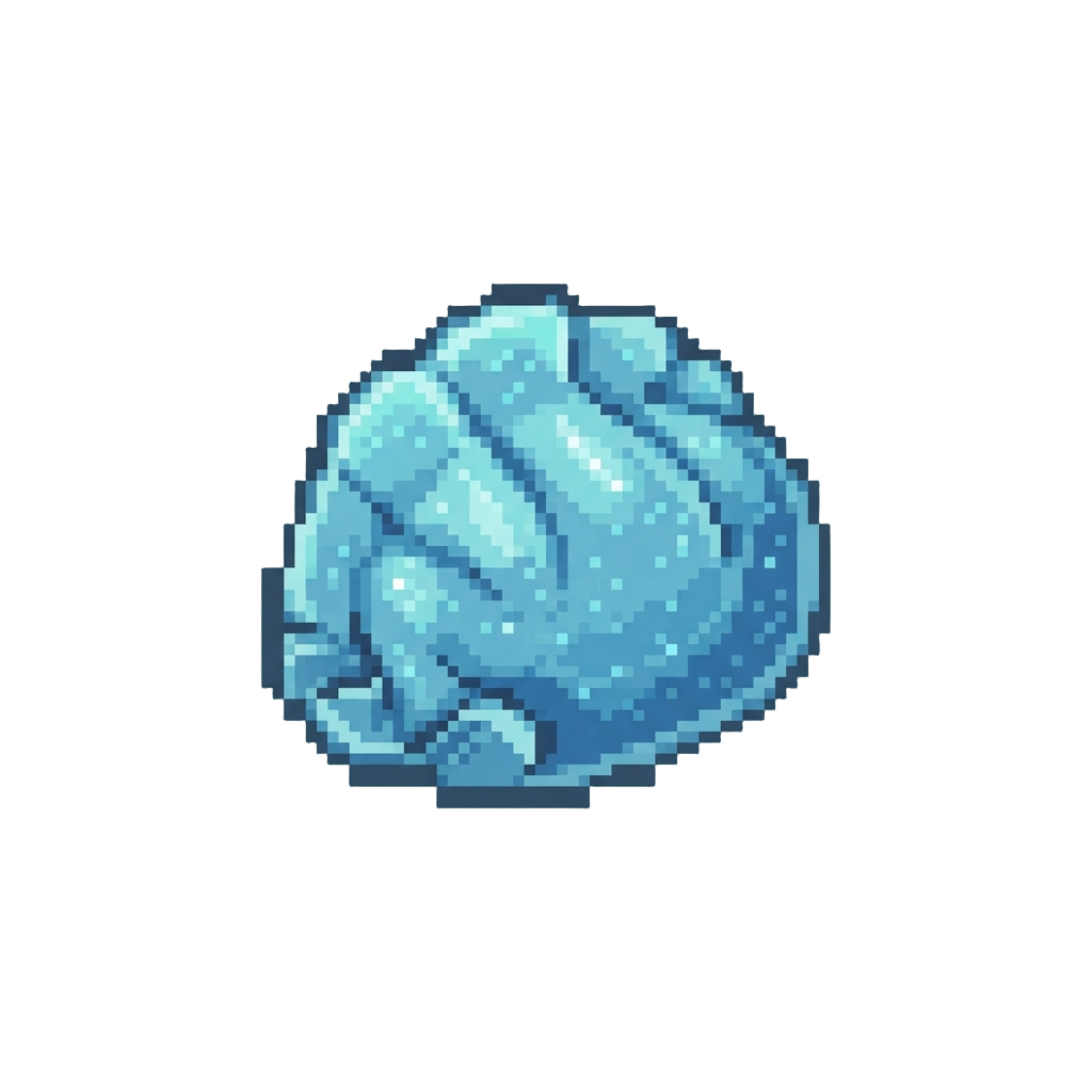 A Translucent Blue Glitter Squishy Dumpling