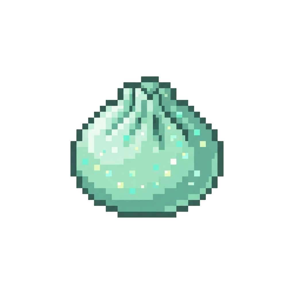 A Mint Green Glitter Squishy Dumpling
