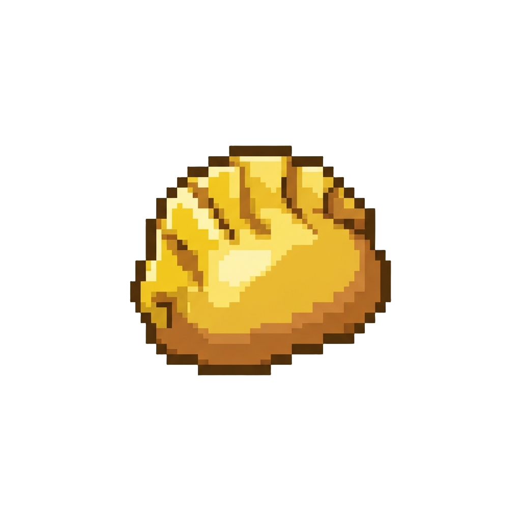 A Bright Metallic Gold Squishy Dumpling