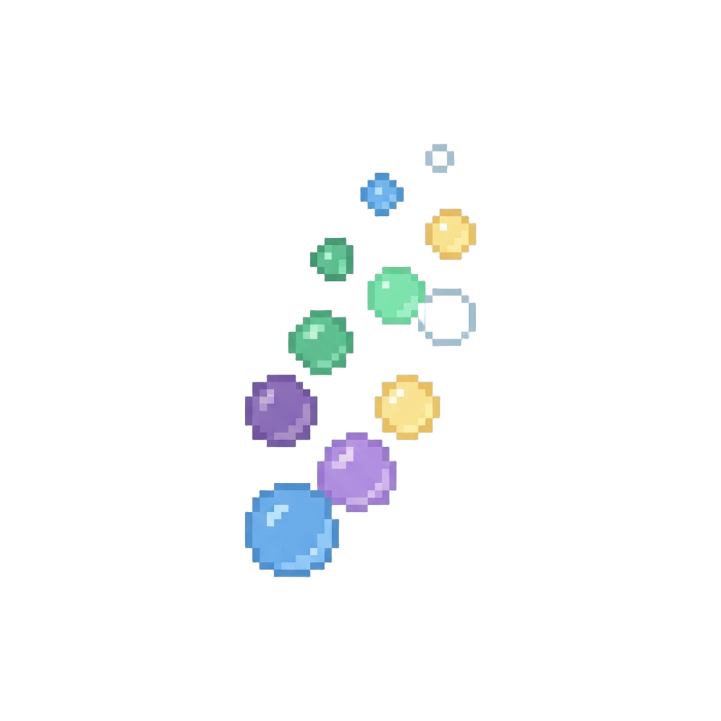 A Parade of Tiny Colorful Bubbles Floating Upwards