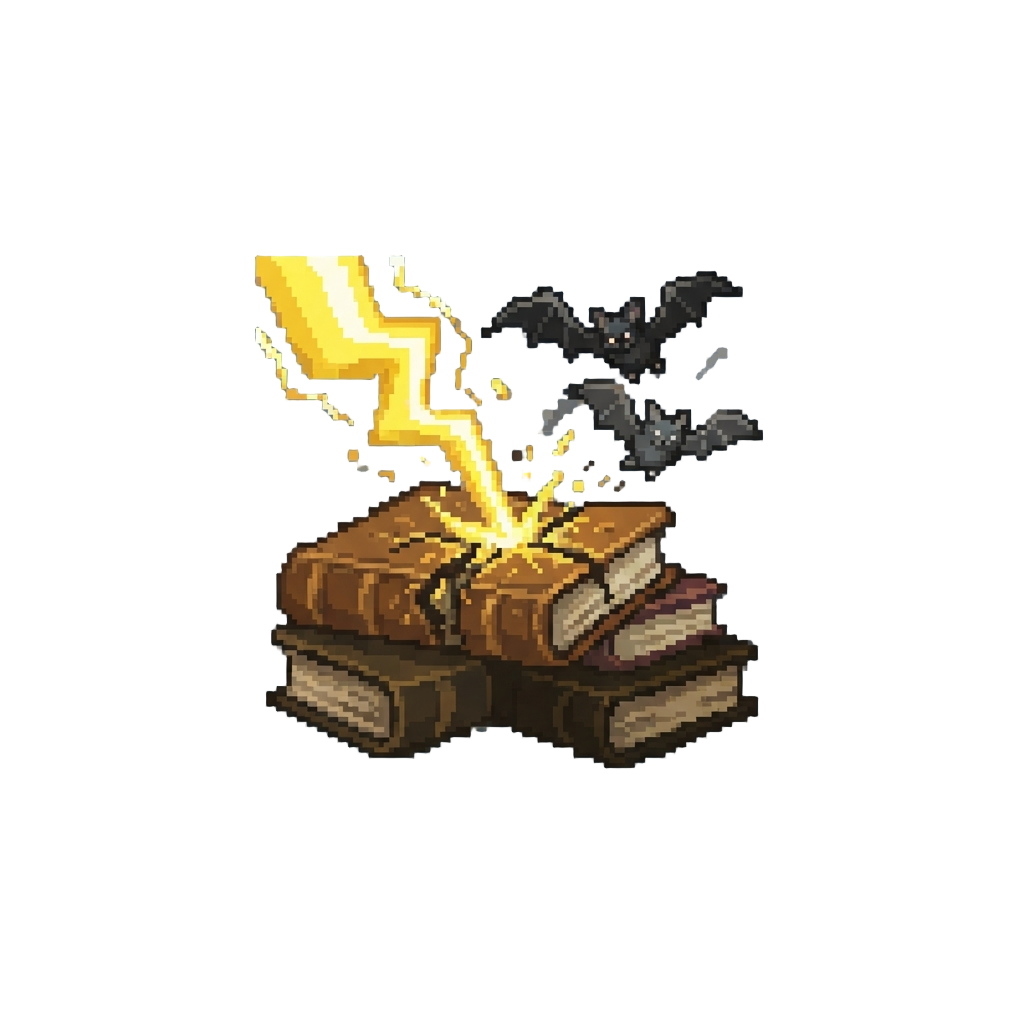 A Chaotic Lightning Bolt Turning All Shop Books Into Flying Bats
