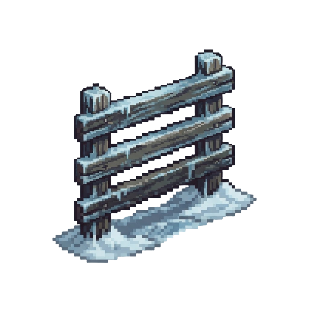 A Frozen Wooden Snow Fence