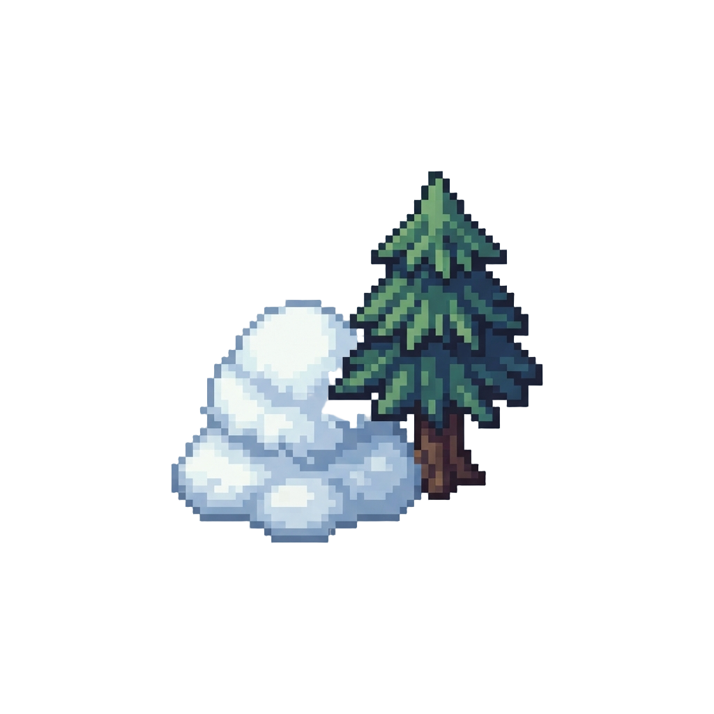 A Fluffy Snowbank Next to a Pine Tree