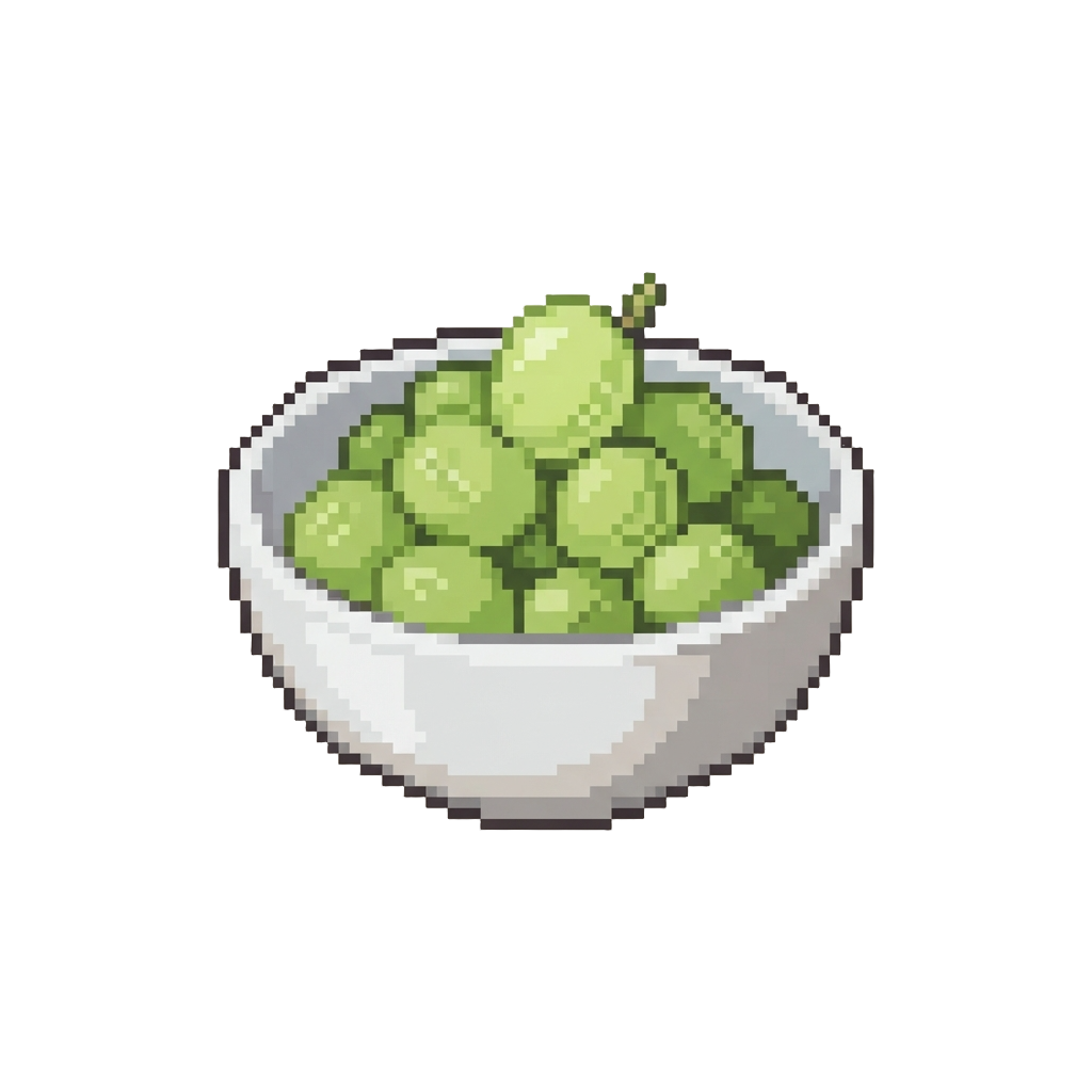 A White Bowl of Peeled Pale-green Grapes