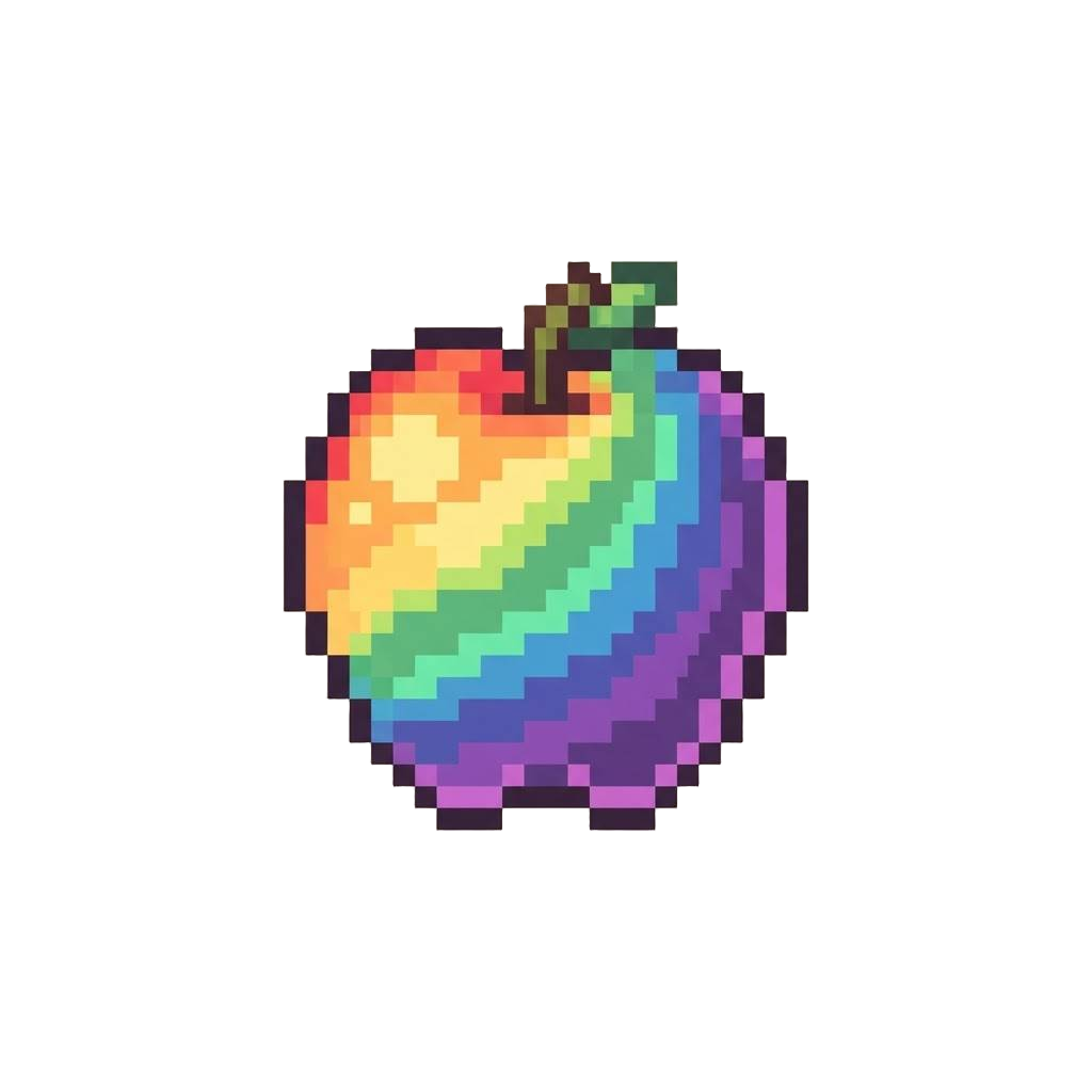 A Glowing Iridescent Rainbow Apple