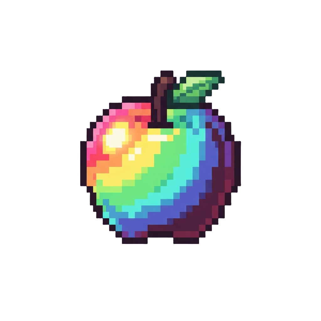 A Sparkling Neon Rainbow Apple