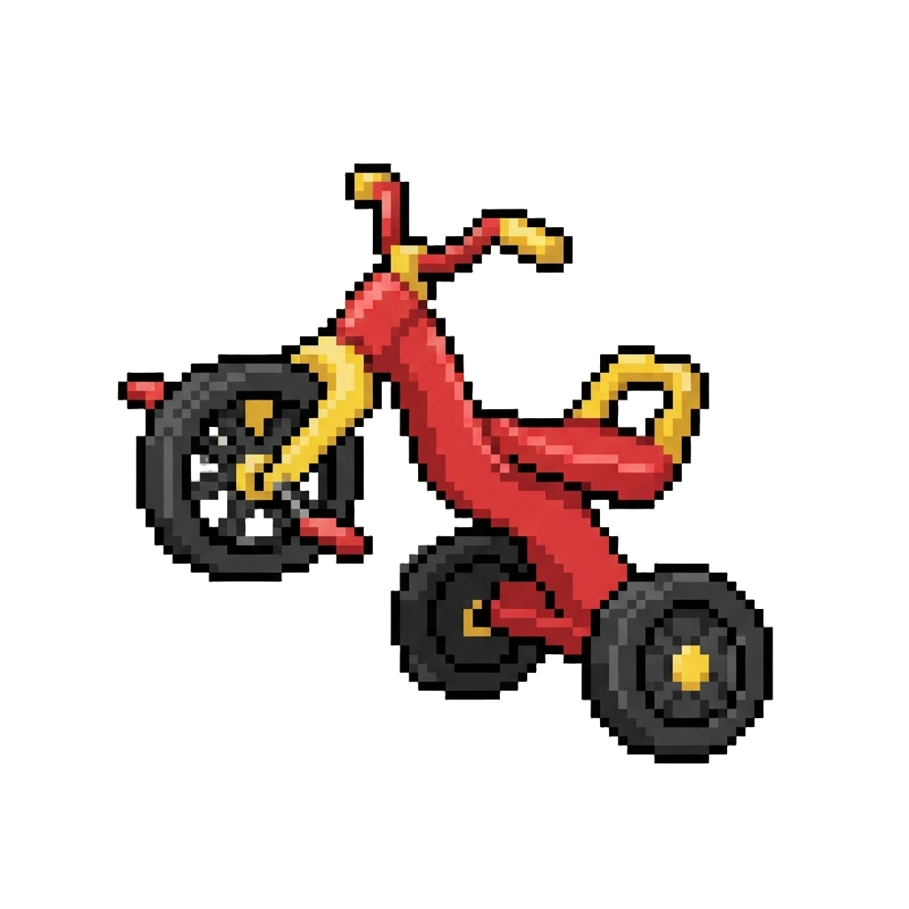 A Tumbling Red Plastic Tricycle