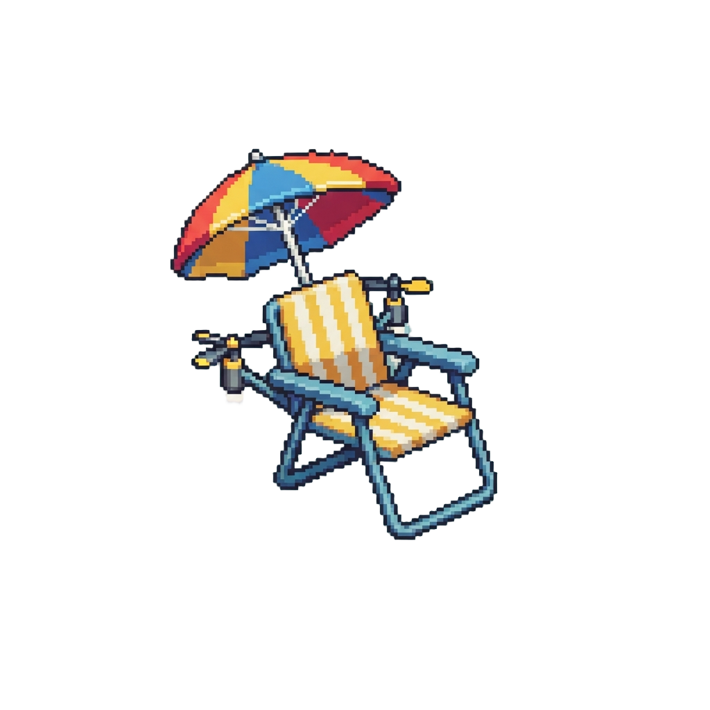A Flying Lawn Chair with an Umbrella