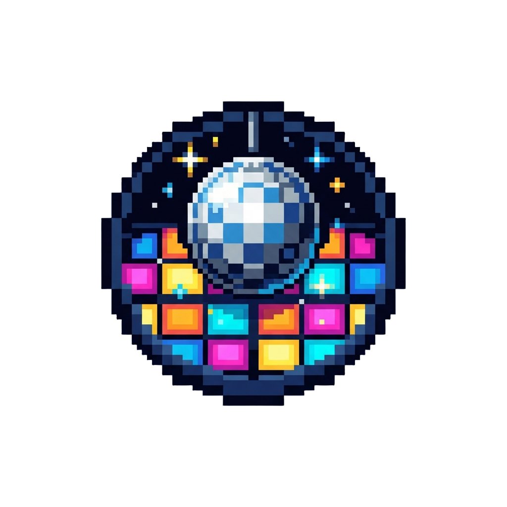 A Flashing Retro Disco Floor with a Spinning Disco Ball
