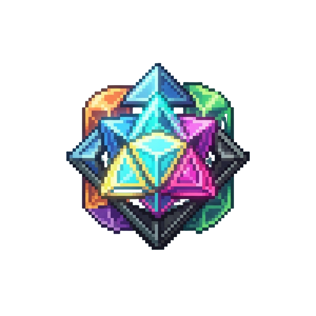 A Kaleidoscopic Matrix of Spinning Glowing Geometry