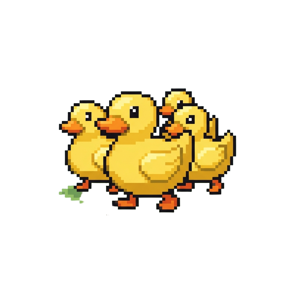 A Field of Giant Rubber Ducks Waddling Gently Away