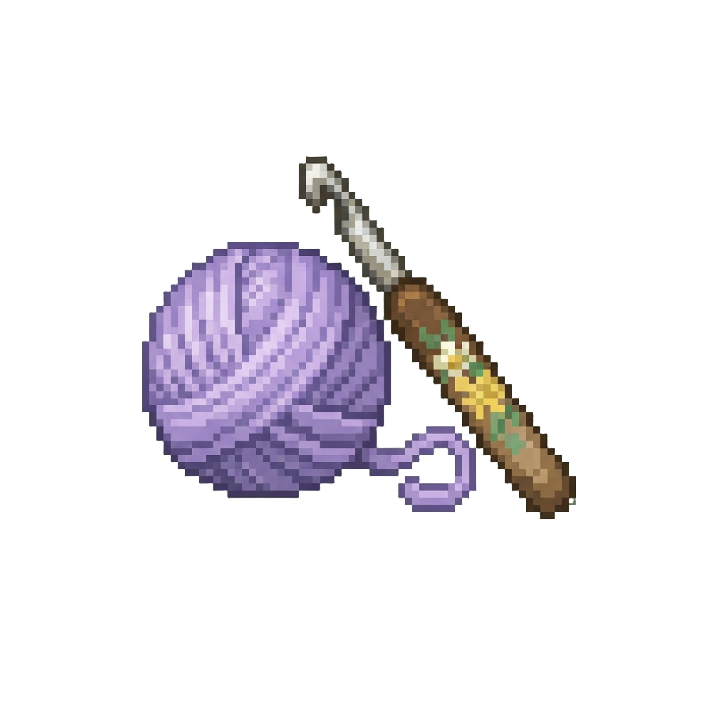 Lavender Cotton Yarn and a Flower-patterned Hook