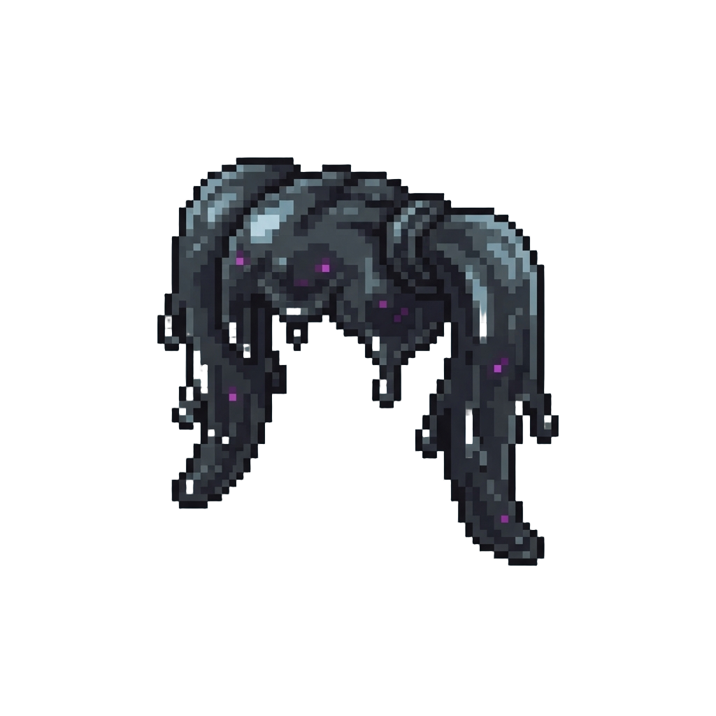 Drooping Black Slime Pigtails
