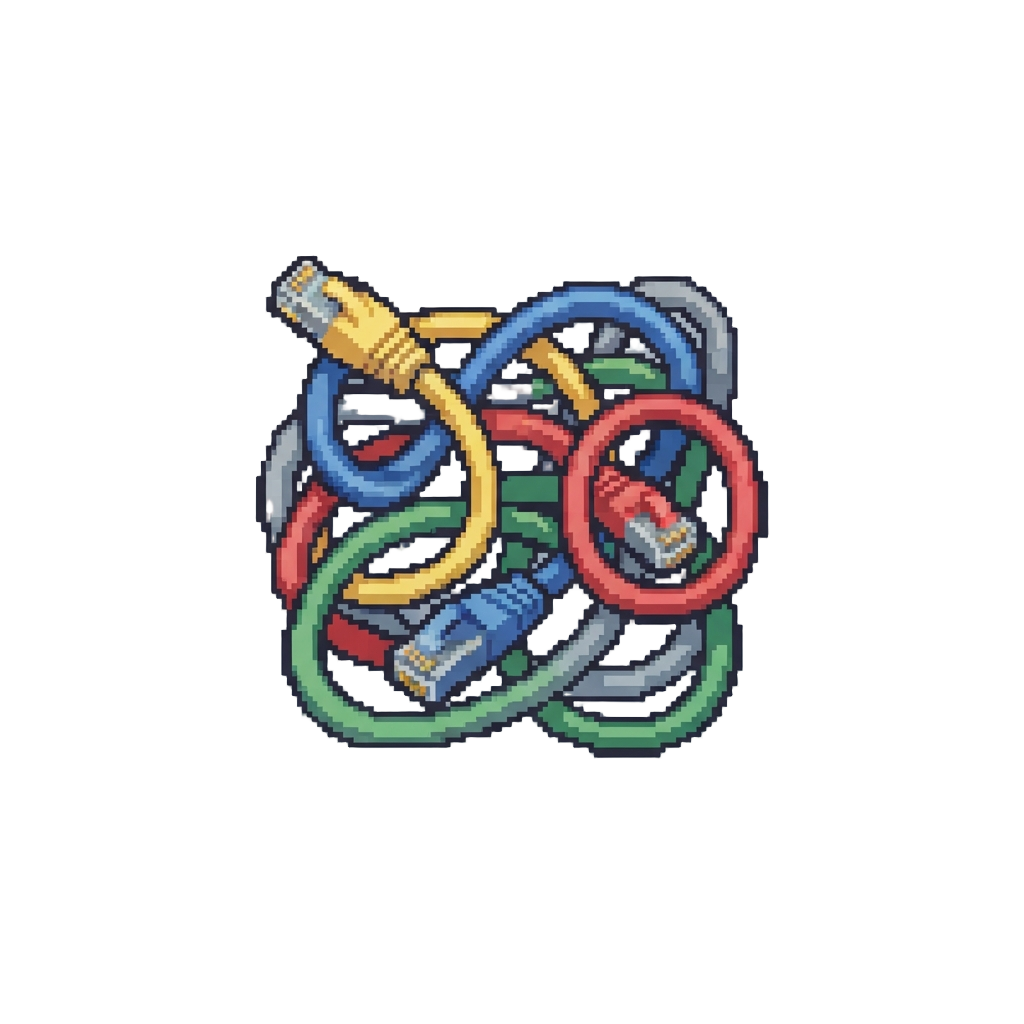 A Tangled Tangle of Colorful Ethernet Cables