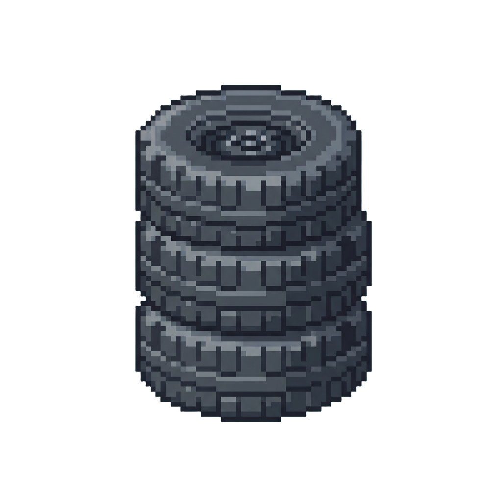 A Stack of Oversized Rubber Tires