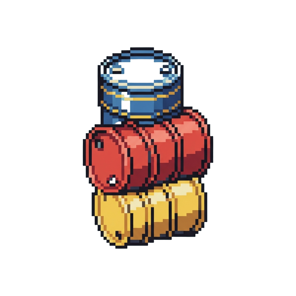 A Cushion Stack of Plastic Oil Drums