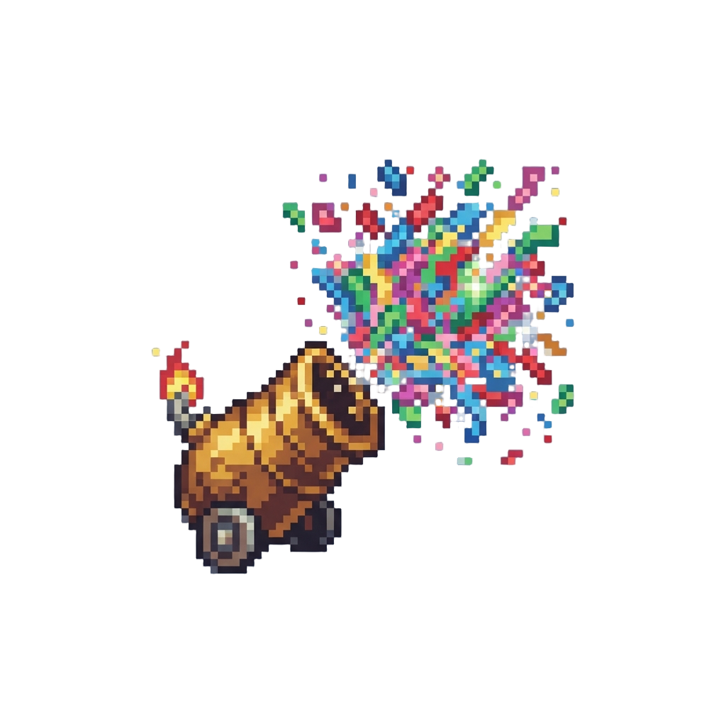 A Comical Confetti Cannon Blast Accompanied by a Giant Glitter Cloud