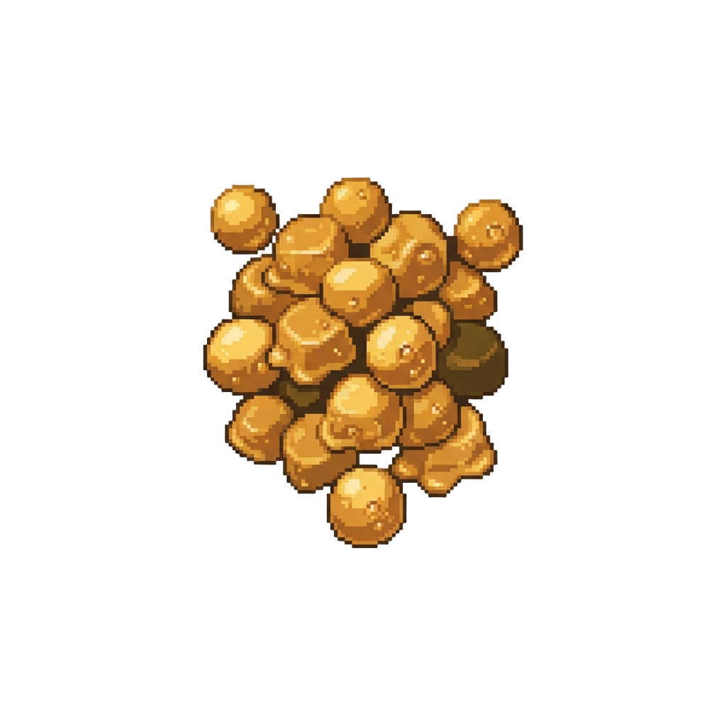 A Chaotic Rain of Golden Caramel Pop Candies
