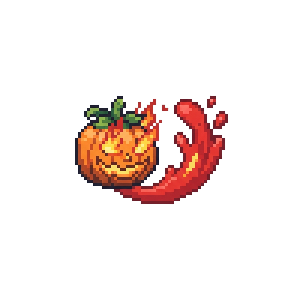 A Fiery Pumpkin Missile Blasting a Big Wave of Red Tomato Sauce
