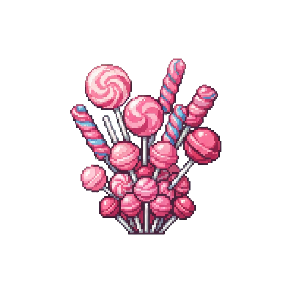 A Bursting Geyser of Sweet Pink Sugary Lollipops