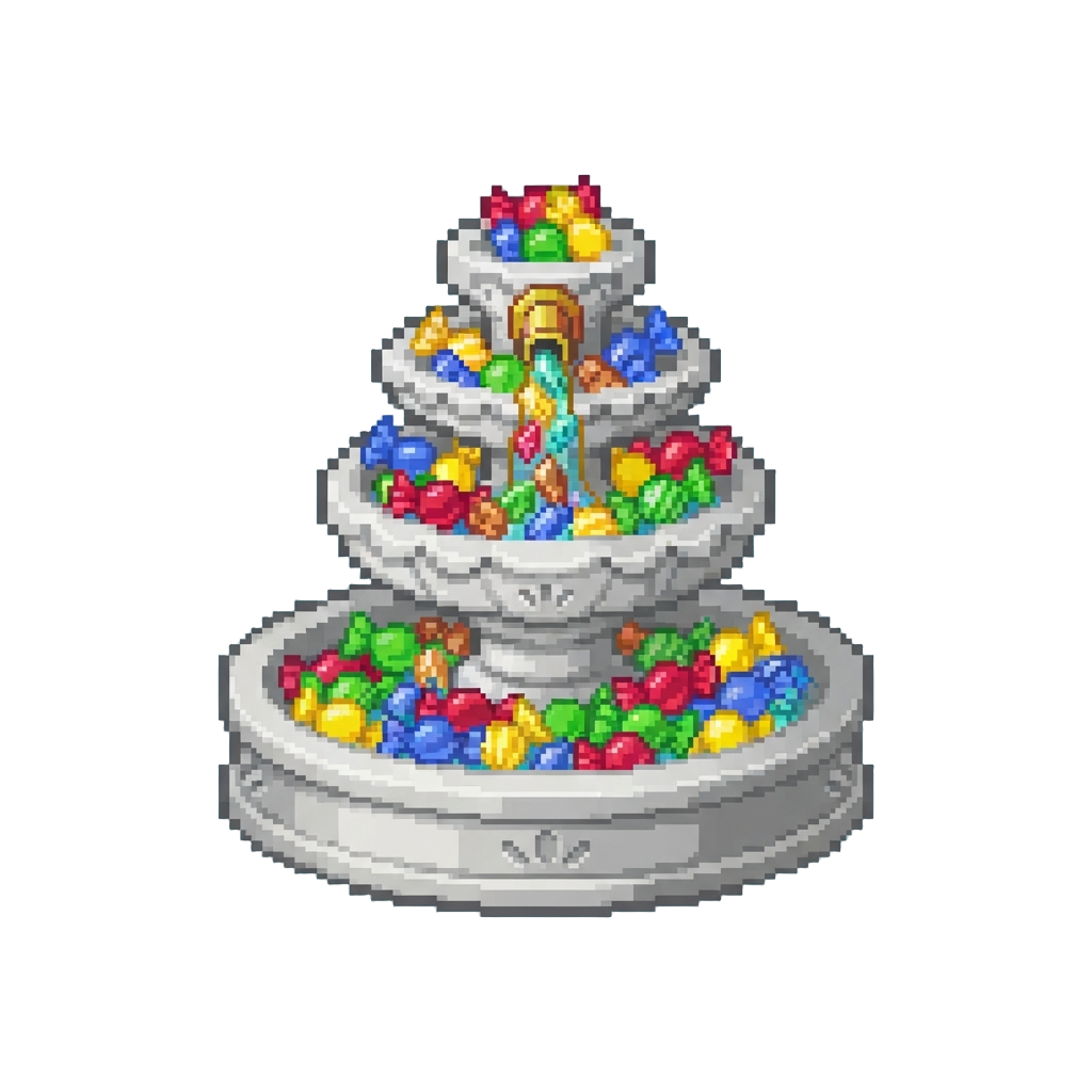 A Giant Fountain of Colorful Wrapped Hard Candies