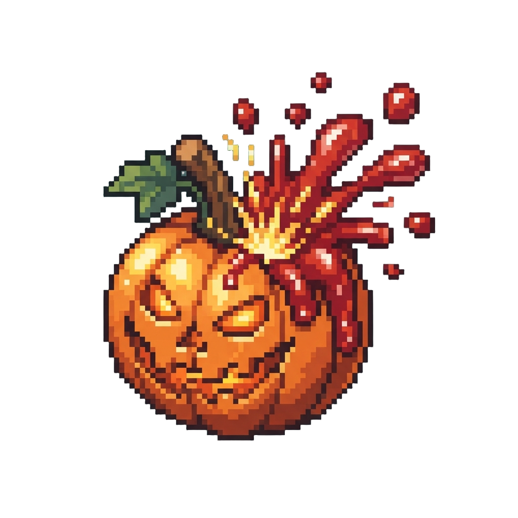 A Sparkling Jack-o'-lantern Bomb Exploding Into Thick Ketchup Goo