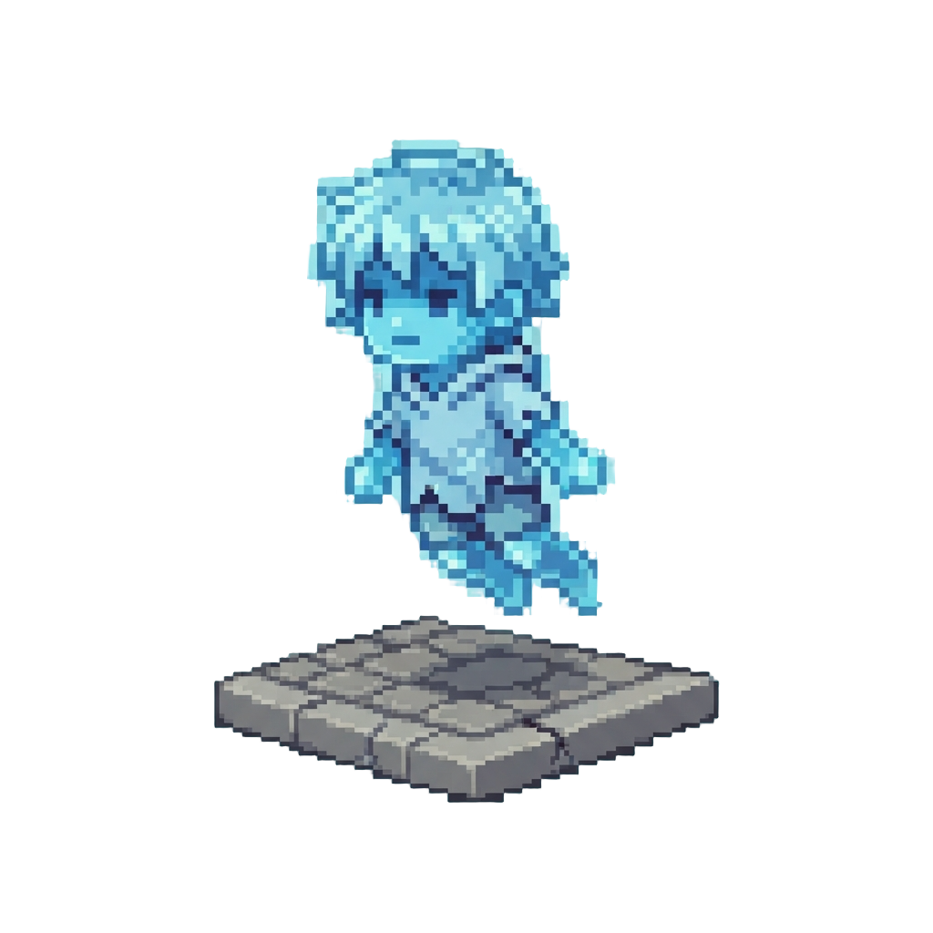A Shimmering Blue Phantom Child Floating Down the Sidewalk