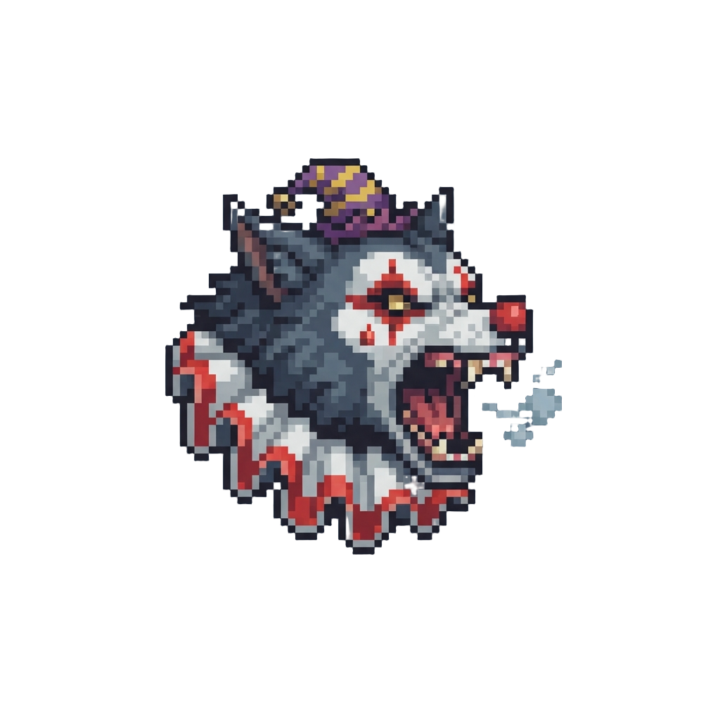 A Fearsome Wolf-clown Creature Roaring Through the Mist