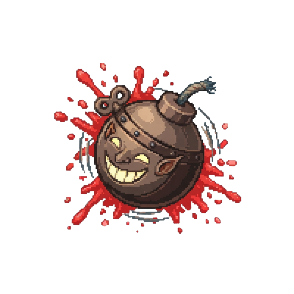 A Spinning Goblin Bomb Showering Everything in Red Ketchup