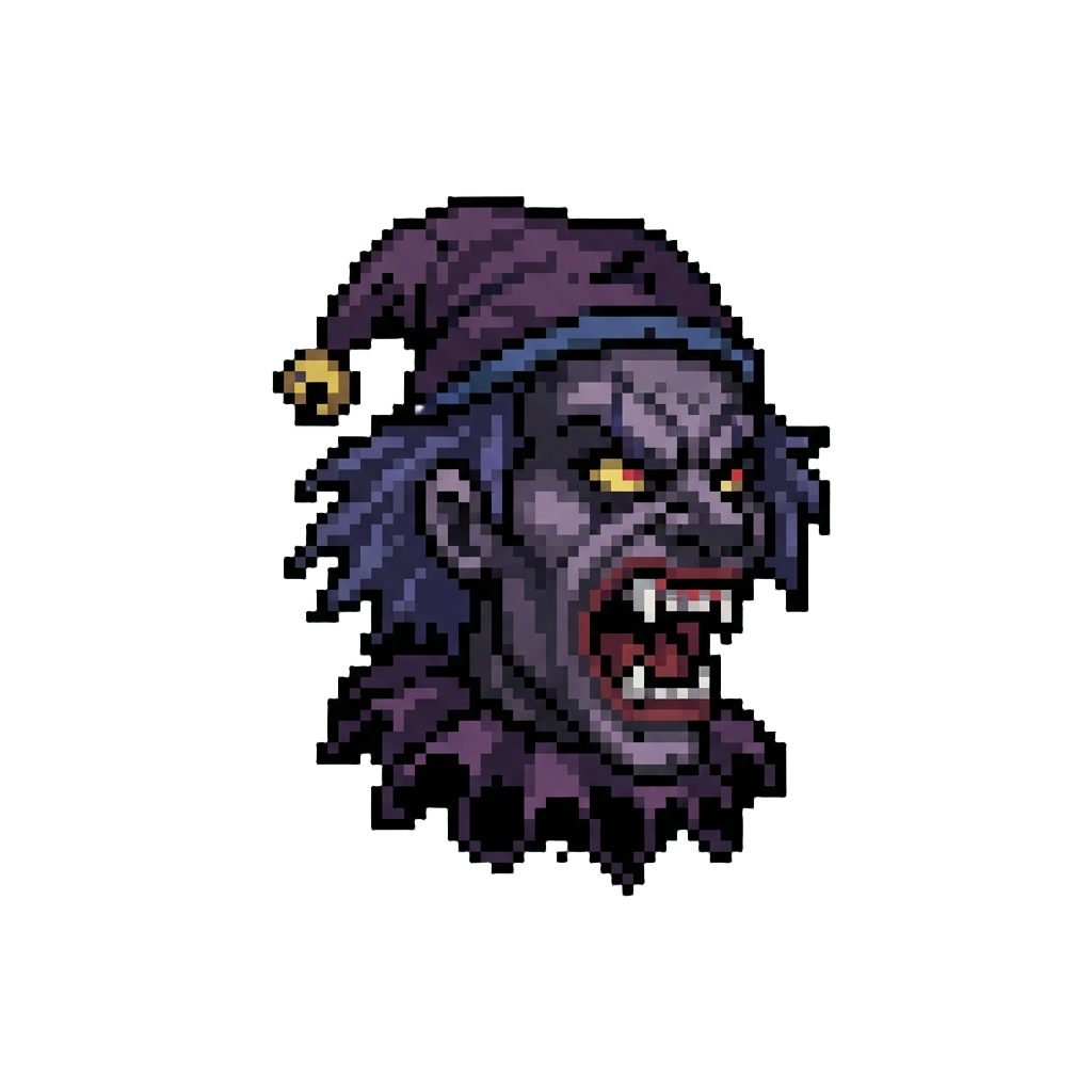 A Sharp-fanged Shadow Clown Growling in the Foggy Night