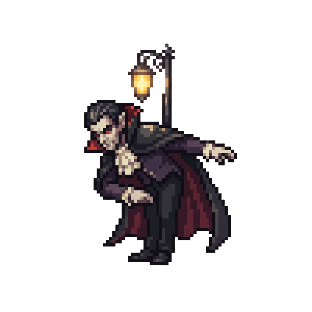 A Classic Shadow Vampire Bowing Dramatically in the Streetlight